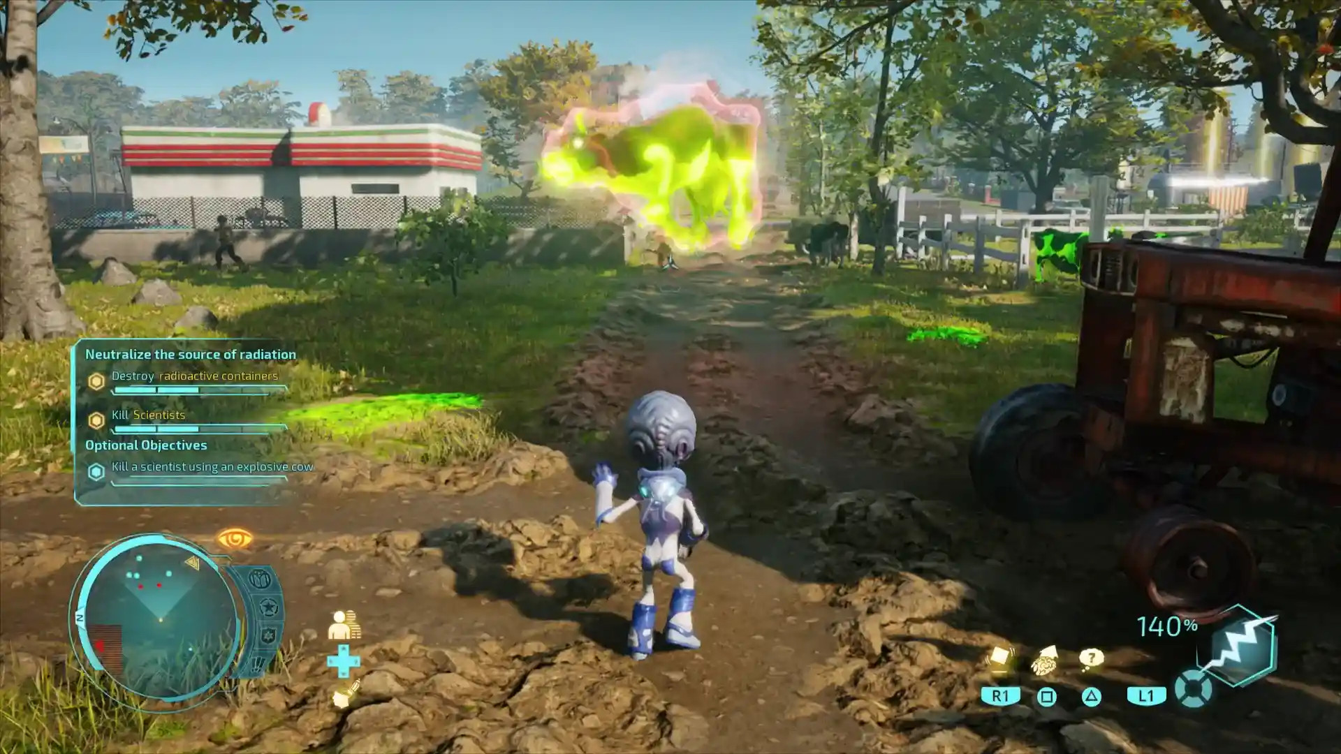 Hráč v akci ve hře Destroy All Humans! Remake