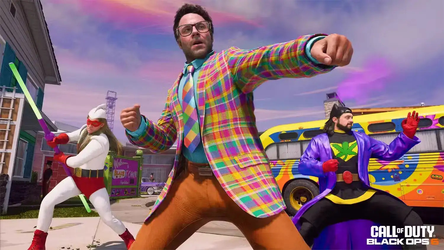 Seth Rogen v kostýmu akčně bojuje v Call of Duty: BO6